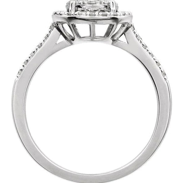 Diamant-Halo-Kathedralenfassung Verlobungsring Damenschmuck