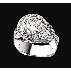 Diamant Halo Ring Split Shank 2,06 Karat Weißgold 14K