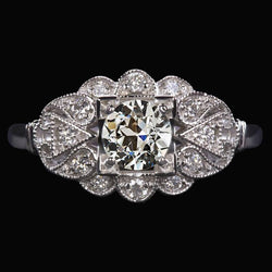 Diamant runder Altschliff Ehering Antik-Stil 6.25 Karat Milgrain
