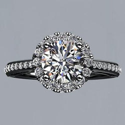 DiamantFlower Style Halo Verlobungsring 2,75 Karat Schwarzgold 14K
