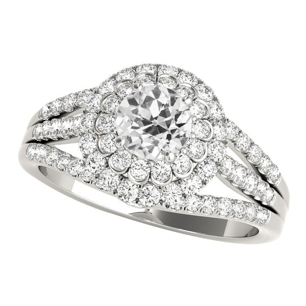 Doppel Halo Ring Old Cut Runden Diamant Triple Split Shank 4,75 Karat - harrychadent.ch