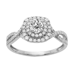 Doppelter Halo-Ring alter Bergmann Diamant Gold Infinity Style 3,25 Karat