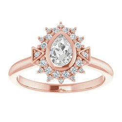 Doppelter Halo Ring Birne alter Bergmann Diamant Lünette Set 3 Karat