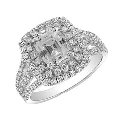 Double Halo Ring Old Cut Kissen Diamant 4,50 Karat Dreifachschaft