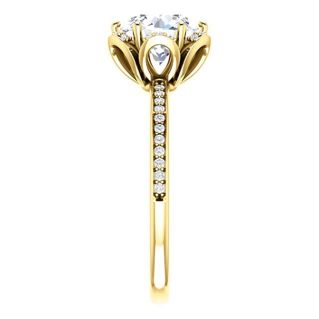 Flower Style 1.71 Karat runder Diamant-Halo-Verlobungsring YG 14K