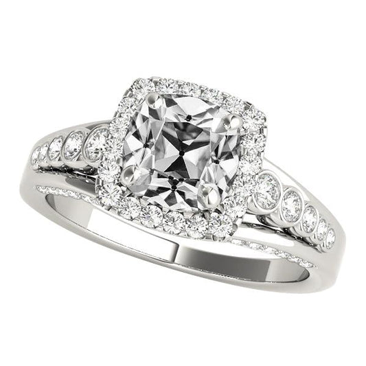 Frauen Runde Halo Ring Kissen Old Mine Cut Diamant Schmuck 8.25 Karat - harrychadent.ch