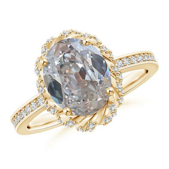Gelbgold Halo Diamant Ovaler Verlobungsring im alten Minenschliff 4,75 Karat - harrychadent.ch