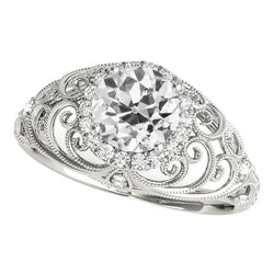 Gold Hochzeit Old Cut Runder Diamantring 4 Karat Damenschmuck