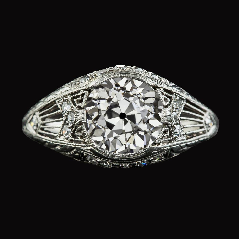 Gold Runder Altschliff Diamant Fancy Ring Antik-Stil 4,25 Karat - harrychadent.ch