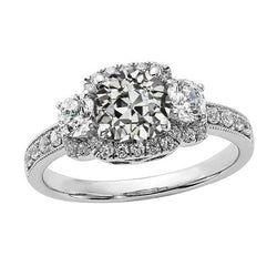 Goldener Halo Runder alter Minenschliff Diamant Jubiläumsring 4 Karat