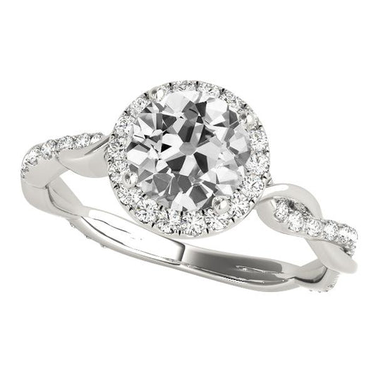Halo alter Bergmann Diamantring Twisted Style Schmuck 5 Karat Weißgold - harrychadent.ch