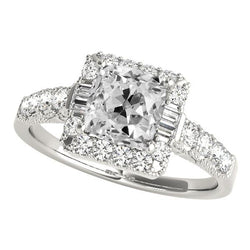 Halo Baguette & Kissen Altschliff Diamant Ring Akzente 8 Karat