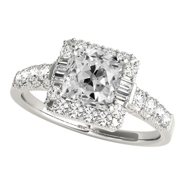 Halo Baguette & Kissen Altschliff Diamant Ring Akzente 8 Karat - harrychadent.ch