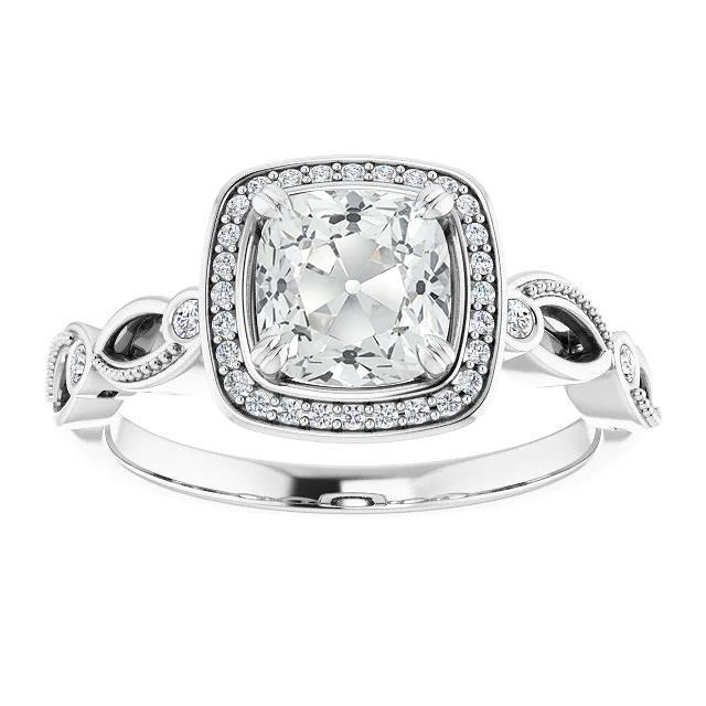 Halo Cushion alter Bergmann & Black Diamant Ring Perlenstil 7,50 Karat - harrychadent.ch