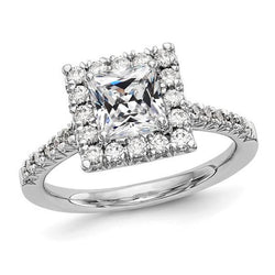 Halo Cushion Old Mine Cut Diamantring mit Akzenten 4,50 Karat