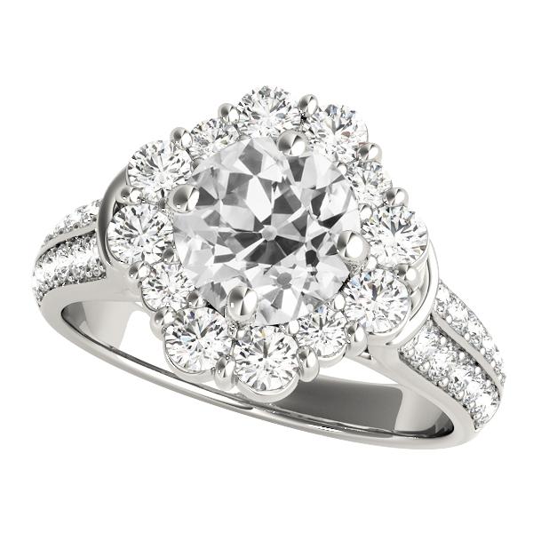 Halo Diamant Jewelry Flower Style Gold Runder Altschliff Ring 6,50 Karat - harrychadent.ch