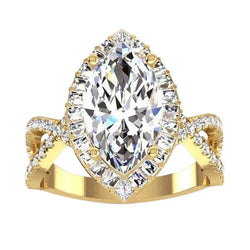Halo Diamant-Verlobungsring 6 Karat Marquise Zentrum Gelbgold 14K