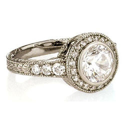 Halo Diamant-Verlobungsring im Vintage-Stil 1,35 Karat