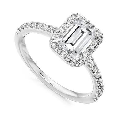 Halo Diamant Verlobungsring mit Smaragd und Rundschliff, 4,75 kt - harrychadent.ch