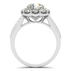 Halo DiamantSolitaire Ring Blumenform mit Akzent 2,75 Karat WG 14K