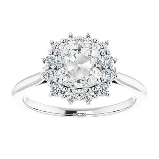 Halo Ehering Kissen Old Mine Cut Diamant Flower Style 7 Karat - harrychadent.ch
