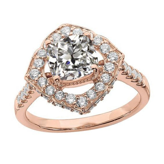 Halo Ehering Kissen Old Mine Cut Diamant Kite Style 4 Karat - harrychadent.ch