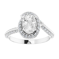 Halo Ehering mit Akzenten Oval alter Bergmann Diamant 7,50 Karat