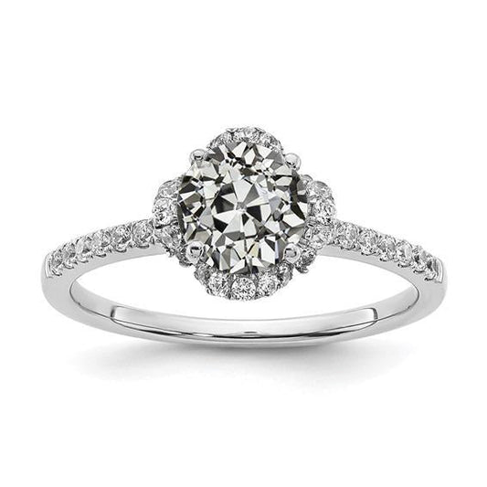 Halo Ehering mit Akzenten runder alter Bergmannsdiamant 3 Karat - harrychadent.ch