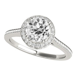 Halo Ehering Old Cut Runden Diamants 4,25 Karat Gold 14K