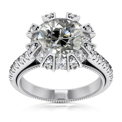 Halo Ehering Princess & Runden Old Cut Diamants 7,50 Karat