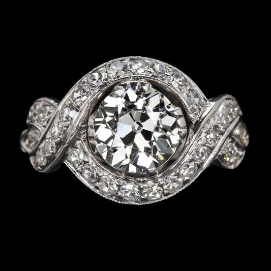 Halo Ehering Rund Alter Minenschliff Diamant Infinity Style 4,75 Karat - harrychadent.ch