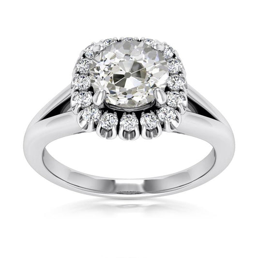 Halo Ehering Rund Alteuropäische Diamanten 4,75 Karat Split Shank - harrychadent.ch