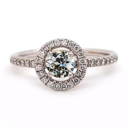 Halo Ehering runder alter Minenschliff Diamant 2,50 Karat Gold 14K