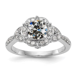 Halo Ehering runder alter Minenschliff Diamant 3 Karat Gold 14K