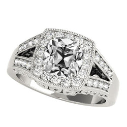 Halo Eheringkissen alter Bergmann Diamants 8.50 Karat Split Shank