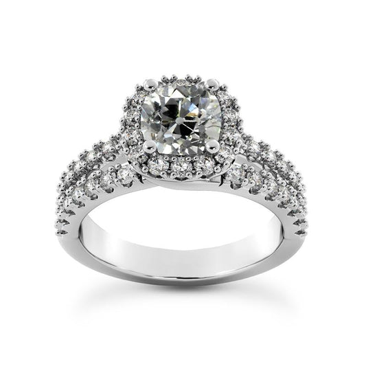 Halo Eheringkissen alter Bergmann Diamants Split Shank 4,75 Karat - harrychadent.ch