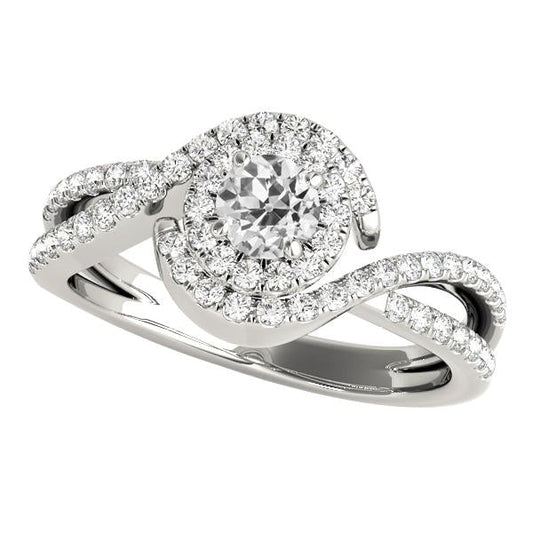 Halo Fancy Ring Runder Altschliff Diamant Twisted Split Shank 4 Karat - harrychadent.ch