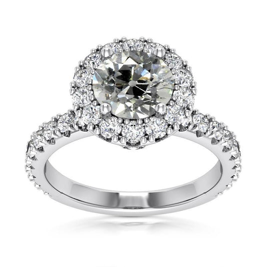 Halo-Hochzeitsring für Damen rund mit alten Diamanten im Minenschliff 6 Karat - harrychadent.ch