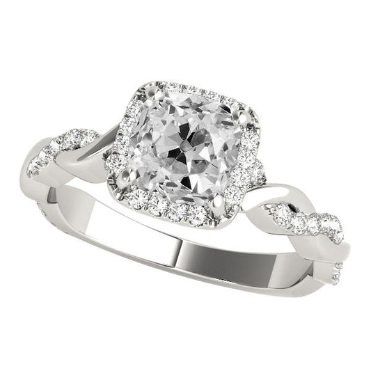 Halo Jubiläums-Ringkissen alter Bergmann Diamant Twisted Shank 6 Karat - harrychadent.ch