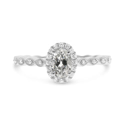 Halo-Jubiläumsring für Damen Ovaler Diamant im alten Minenschliff 3,50 Karat