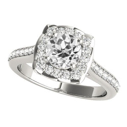 Halo Jubiläumsring runder alter Minenschliff Diamantschmuck 3,50 Karat