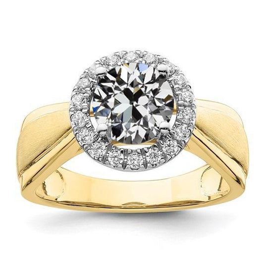 Halo-Jubiläumsring runder Altschliff-Diamant mit konischem Schaft 3,50 Karat - harrychadent.ch