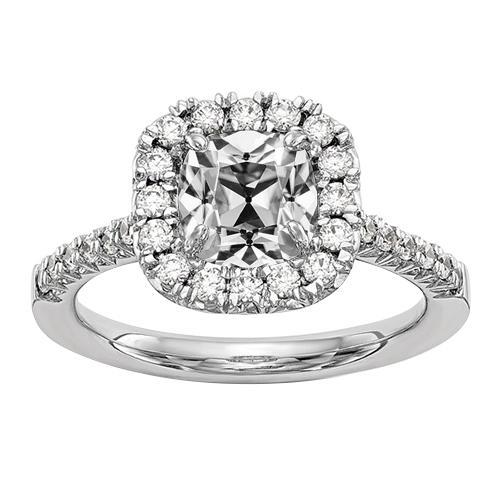 Halo Jubiläumsringkissen Altschliff Diamant Gold 2,45 Karat - harrychadent.ch