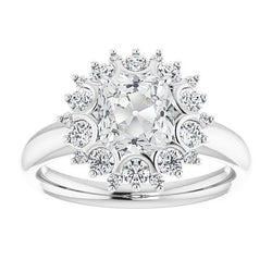 Halo Kissen alter Bergmann Diamantring Blumenstil 7,50 Karat Schmuck