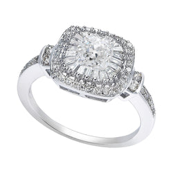 Halo Kissen Old Cut Baguette & runder Diamantring 4,75 Karat