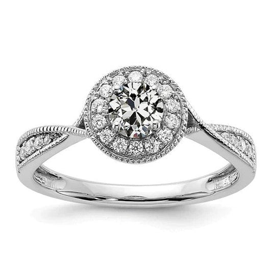 Halo-Miligrain-Diamantring im alten Minenschliff von 2,50 Karat