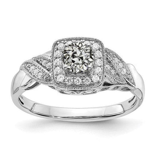 Halo Milligrain-Verlobungsring, rund, alter Bergmannsdiamant, 2,50 Karat