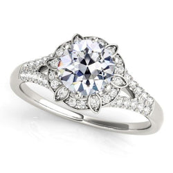 Halo Old Cut Diamant Ring Star Style Split Shank 4,50 Karat