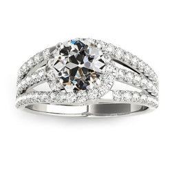 Halo Old Cut Diamantring Pave Double Split Shank 5.50 Karat