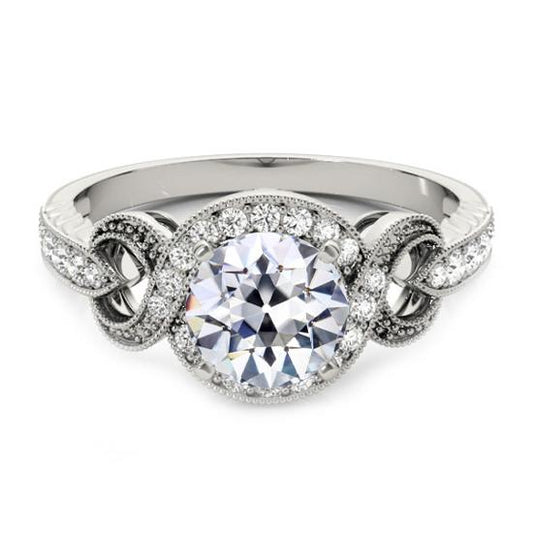 Halo Old Cut Diamantring Vintage-Stil 3.75 Karat Milgrain - harrychadent.ch